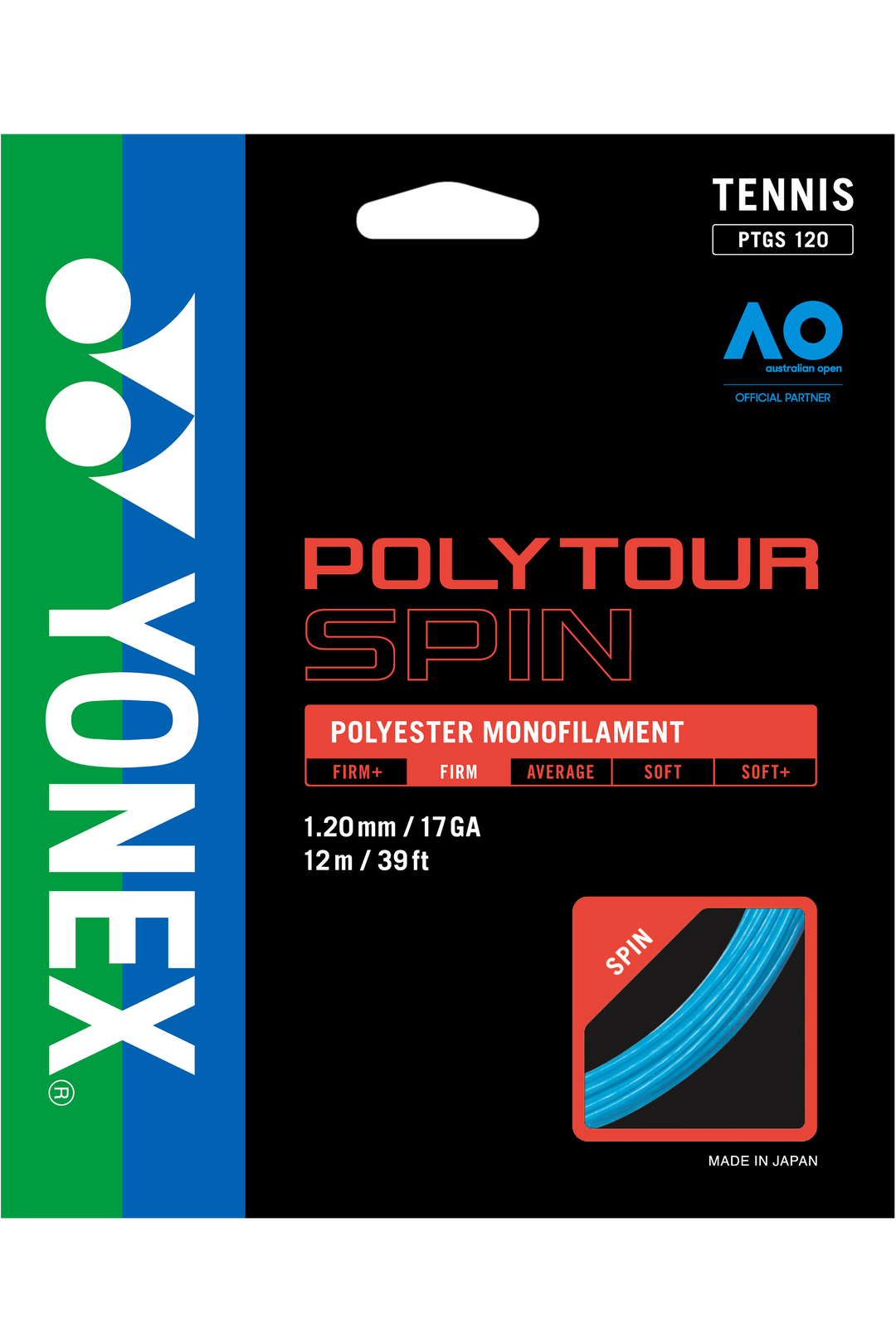 Yonex Polytour Spin 17G / 1.20 mm - Blue